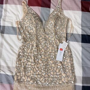 Elegant Beaded Mini Dress